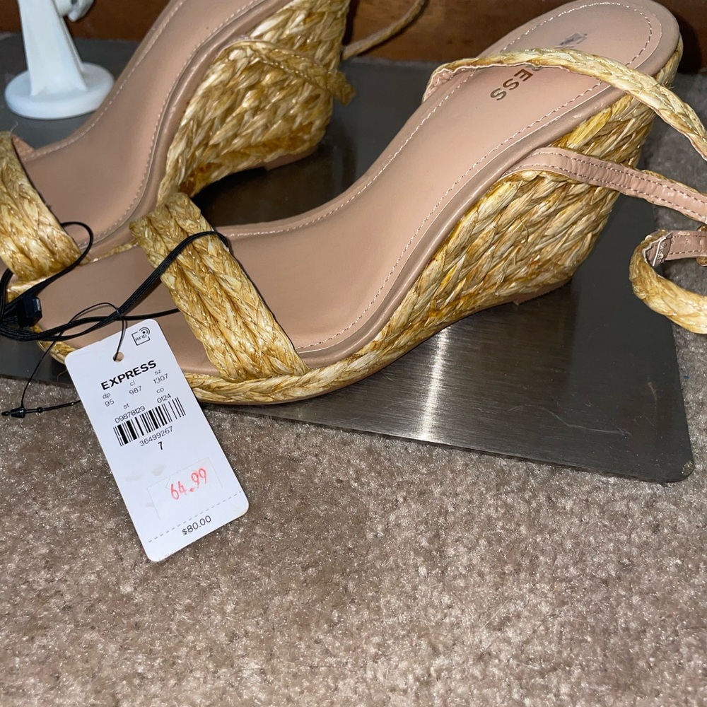 Express Tan Wedge Shoes Elegant Design